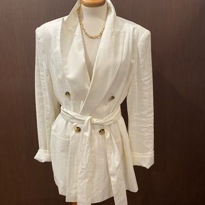 Topshop white belted blazer NWT